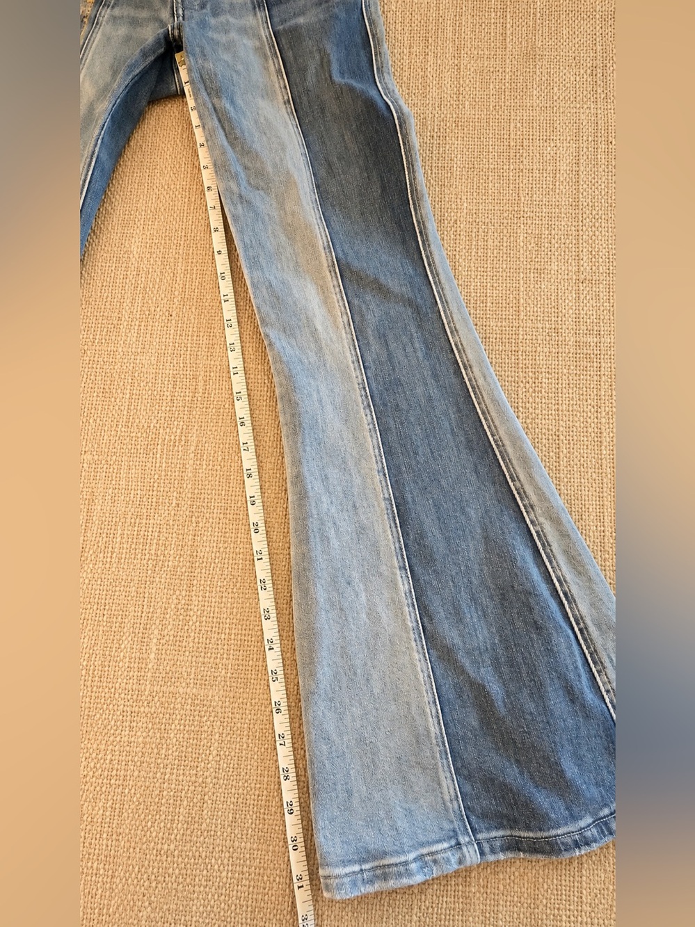 Flying Monkey Jeans Two-Tone High-Rise Super Flare Exposed Button Fly Boho Retro - Picture 10 of 16